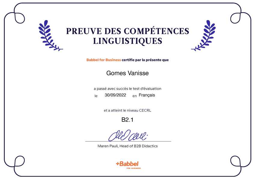 Certificat Babbel